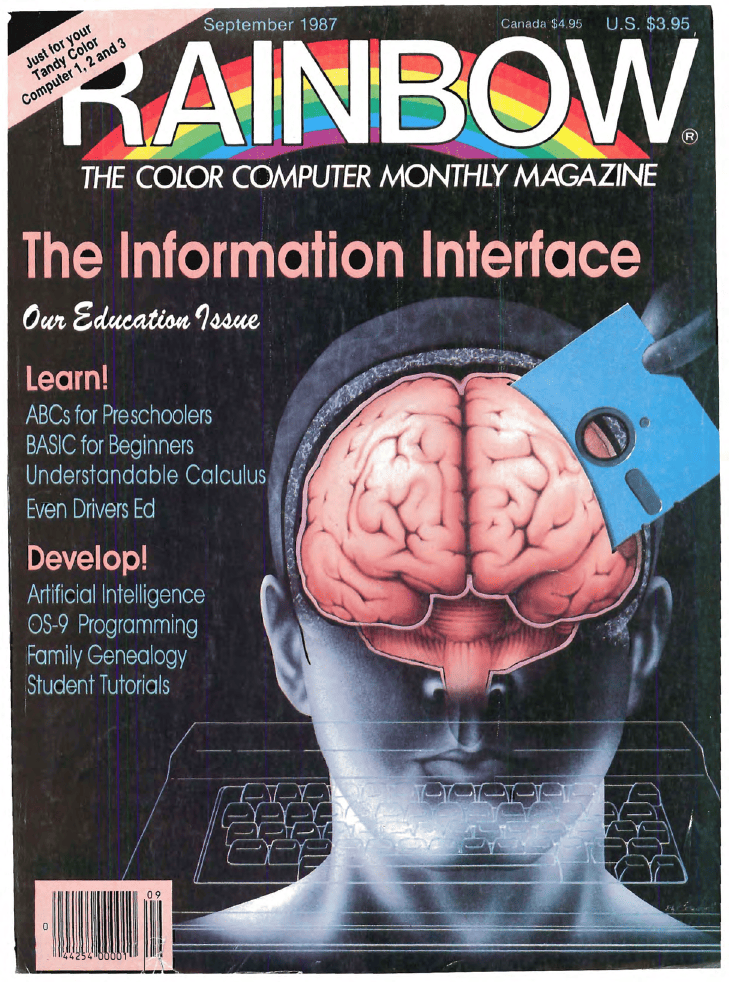 The September 1987 Rainbow Magazine cover featuring artificial intelligence